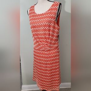 Sharagano Orange and White Sleeveless Dress